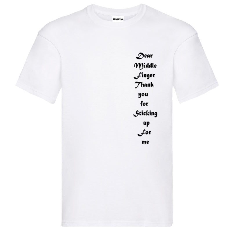 "Dear Middle Finger" T-Shirt – Bold and Funny Graphic Tee in Black and White