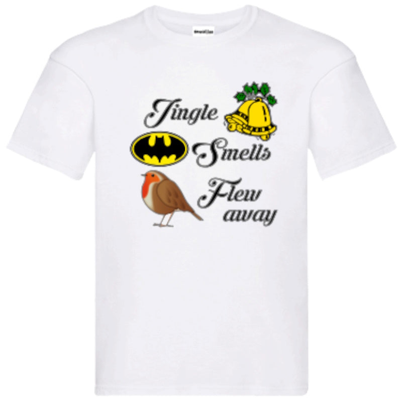 "Jingle Smells Flew Away" T-Shirt – Unisex Tee in White